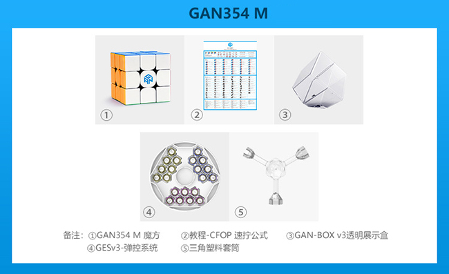 GAN354 M 3x3x3 Magnetic Speed Cube Stickerless